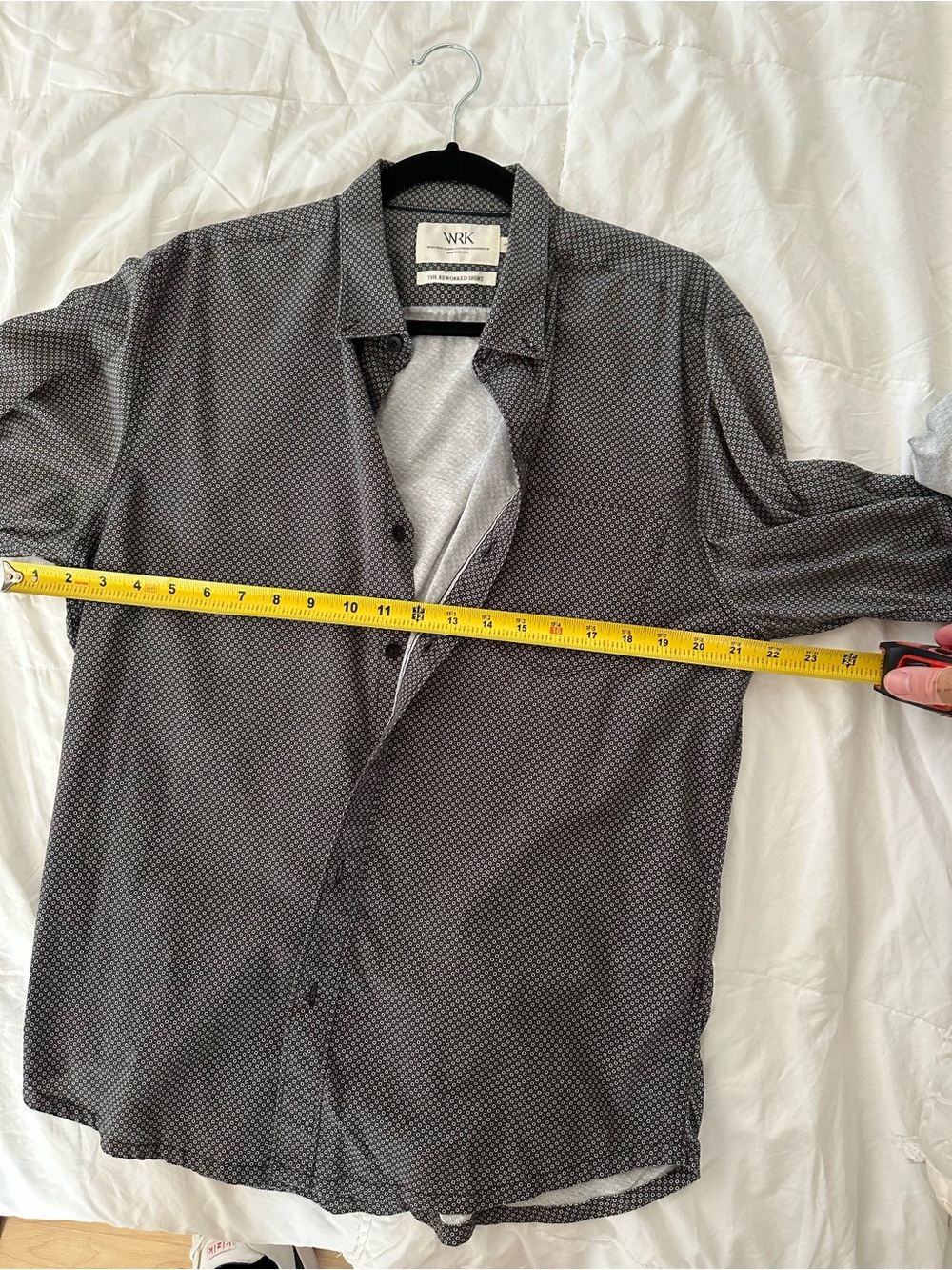 Two WRK Reworked Geometric Patterned Dress Shirts Men’s Large - Picture 9 of 9